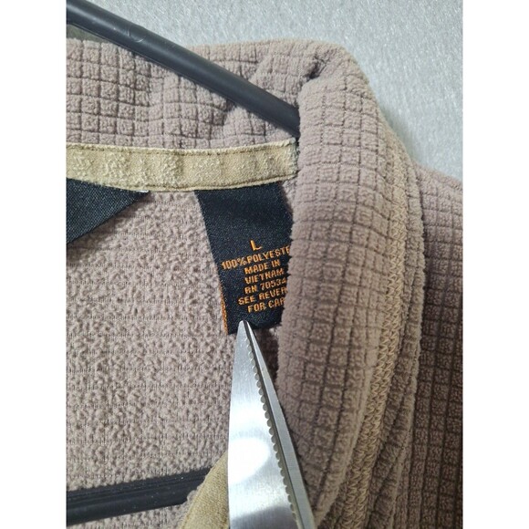 Orvis Trout Bum Sweater Mens Brown Large 1/4 Zip Waffle Fleece Pullover - Picture 4 of 7